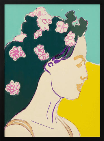 Serene Floral Portrait | Poster - Black Metal Frame Interior