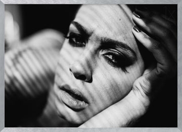 Dramatic Shadowed Gaze | Poster - Silver Frame Interior