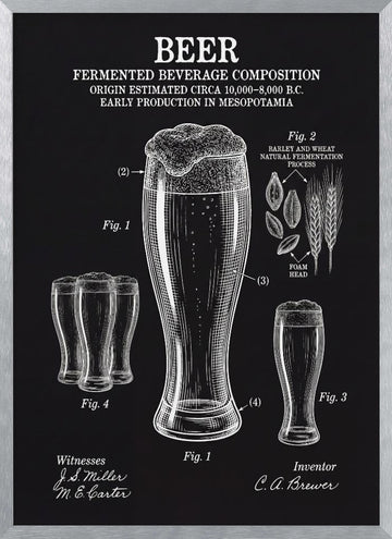 Historic Beer Patent | Poster - Silver Frame Interior