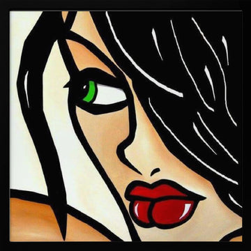 Bold Green Gaze | Poster - Black Metal Frame Interior