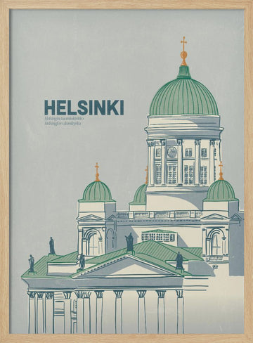 Helsinki Cathedral Illustration | Poster - Wood Frame Interior