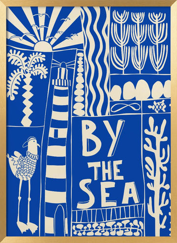 By The Sea Coastal Scene | Poster - Gold Frame Interior