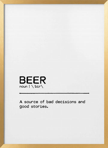 Funny Beer Definition | Poster - Gold Frame Interior