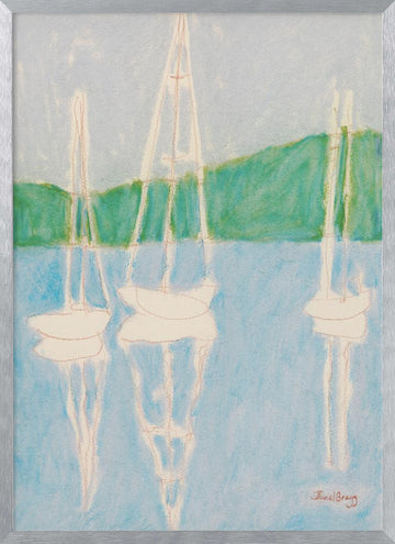 Calm Sailboat Reflections | Poster - Silver Frame Interior