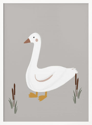 Minimalist White Goose | Poster - White Frame Interior