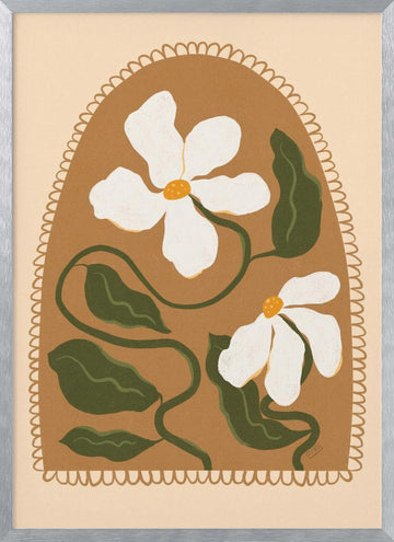 Boho Floral Arch | Poster - Silver Frame Interior