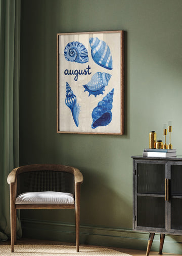 Blue August Seashells | Poster - Room Interior 2
