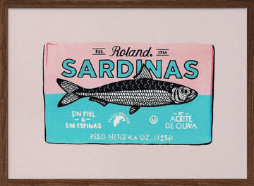 Vintage Sardine Art | Poster - Walnut Frame Interior