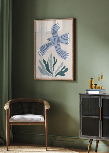 Blue Bird Night Flight | Poster - Room Interior 2