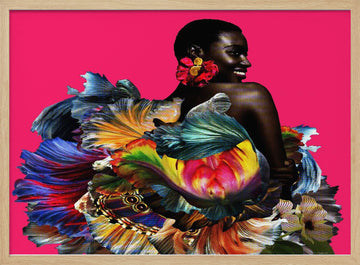Vibrant Floral Woman | Poster - Wood Frame Interior