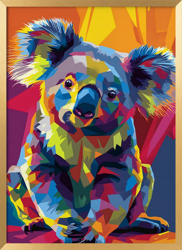 Colorful Pop Art Koala | Poster - Gold Frame Interior