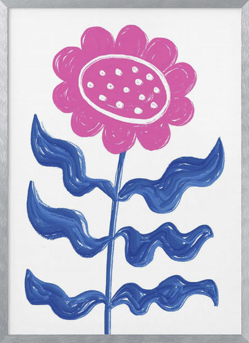 Bold Pink Flower | Poster - Silver Frame Interior