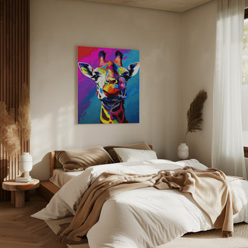 Colorful Pop Art Giraffe | Canvas - Room Interior 2