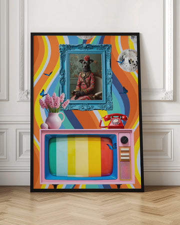Vibrant Retro Dog Portrait | Poster - Room Interior 1