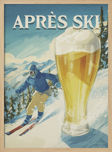 Après Ski Mountain Beer | Poster - Wood Frame Interior