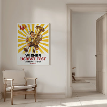 Happy Man Beer Tuba | Canvas - Room Interior 1