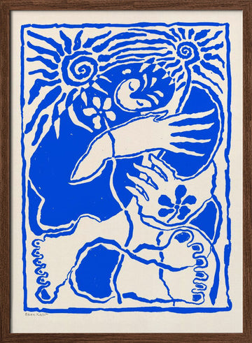Protection (blue) | Poster - Walnut Frame Interior