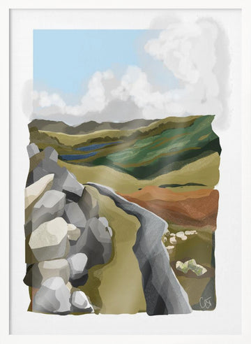 Winding Mountain Path | Poster - White Frame Interior