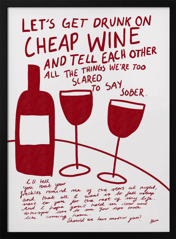 Cheap Wine | Poster - Black Metal Frame Interior