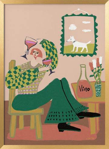 Cozy Evening Wine | Poster - Gold Frame Interior