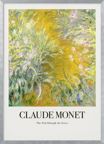 The Path Through The Irises | Poster - Silver Frame Interior