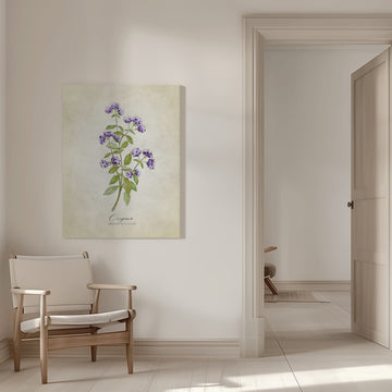Purple Oregano Botanical | Canvas - Room Interior 1