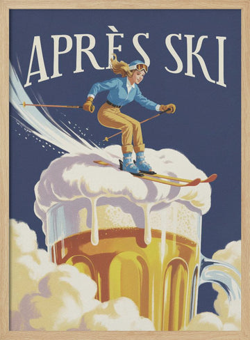 Apres Ski Fun | Poster - Wood Frame Interior
