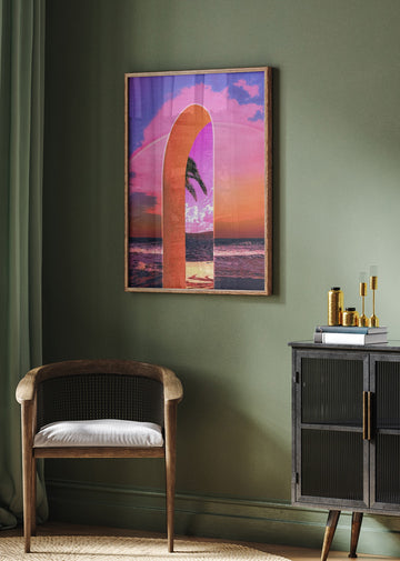 Pink Sky Beach Archway | Poster - Room Interior 2