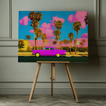 Tropical Pink Car | Canvas - Room Interior 1