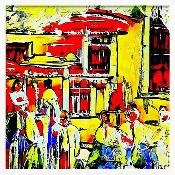 Colorful Street Market | Poster - White Frame Interior
