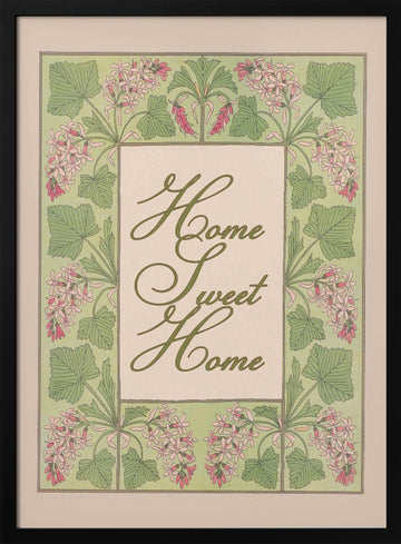 Floral Home Sweet Home | Poster - Black Metal Frame Interior