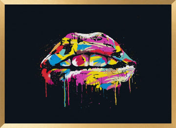 Colorful Lip Splash | Poster - Gold Frame Interior