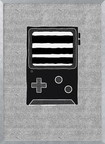 Retro Handheld Gaming Console | Poster - Silver Frame Interior