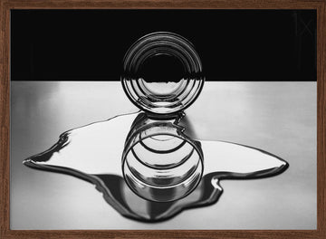 Monochrome Spilled Water | Poster - Walnut Frame Interior