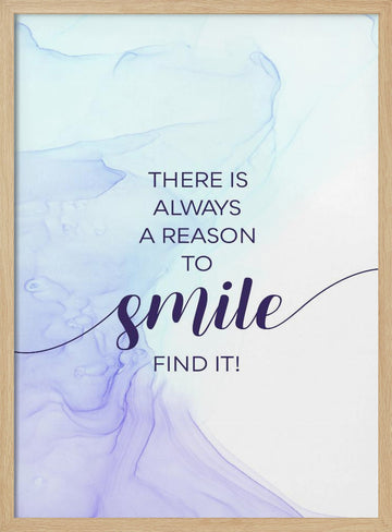 Inspirational Smile Quote | Poster - Wood Frame Interior