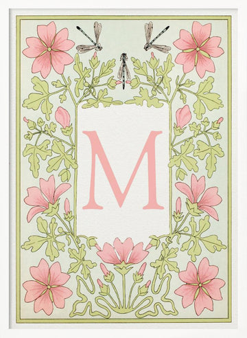 M Floral Monogram | Poster - White Frame Interior