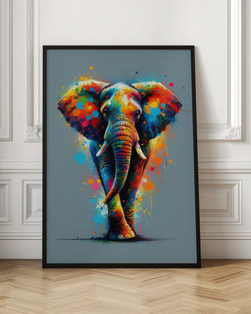 Vibrant Splatter Elephant | Poster - Room Interior 1
