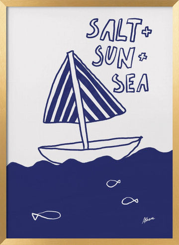 Salt + Sun + Sea | Poster - Gold Frame Interior