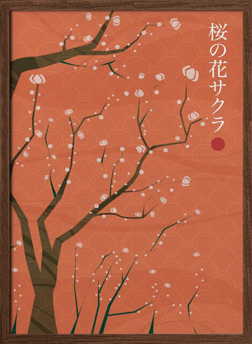 Sakura Cherry Blossoms | Poster - Walnut Frame Interior