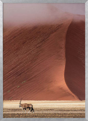Misty Red Desert Oryx | Poster - Silver Frame Interior