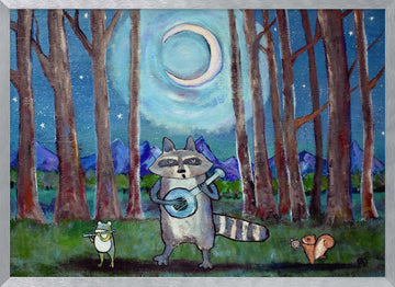 Moonlit Forest Concert | Poster - Silver Frame Interior