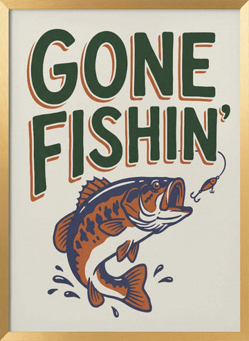 Gone Fishin Bass | Poster - Gold Frame Interior