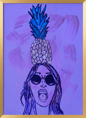 Pineapple Cool Girl | Poster - Gold Frame Interior