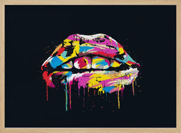 Colorful Lip Splash | Poster - Wood Frame Interior