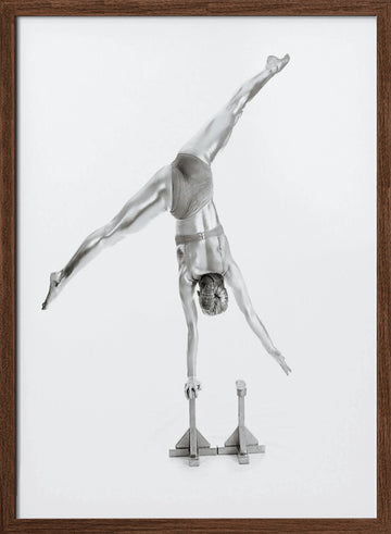 Graceful Silver Handstand | Poster - Walnut Frame Interior