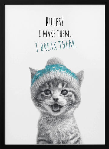 Happy Kitten Rules | Poster - Black Metal Frame Interior