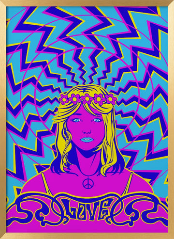 Psychedelic Love Girl | Poster - Gold Frame Interior