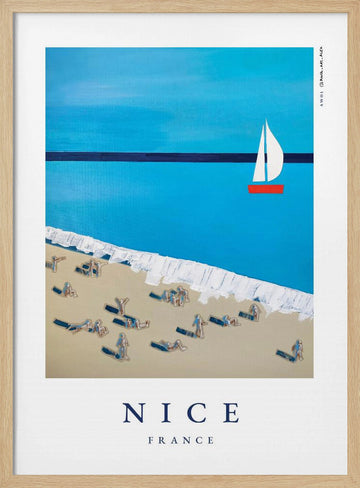 Nice Beach Day Sailboat | Poster - Wood Frame Interior