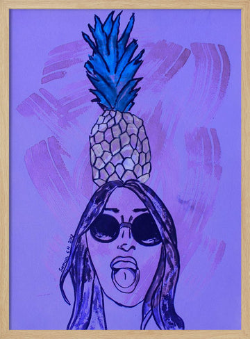 Pineapple Cool Girl | Poster - Wood Frame Interior
