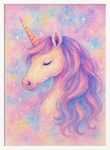 Dreamy Pastel Unicorn | Poster - White Frame Interior